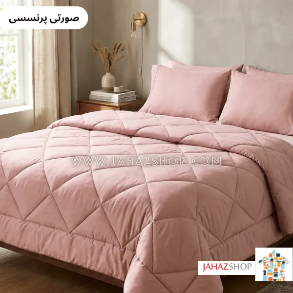 سرویس روتختی هتلی ساده جنس نخ پنبه رنگ صورتی پرنسسی