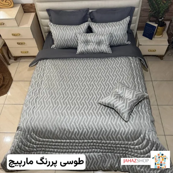 سرویس روتختی دونفره جنس ژاکارد طوسی پررنگ
