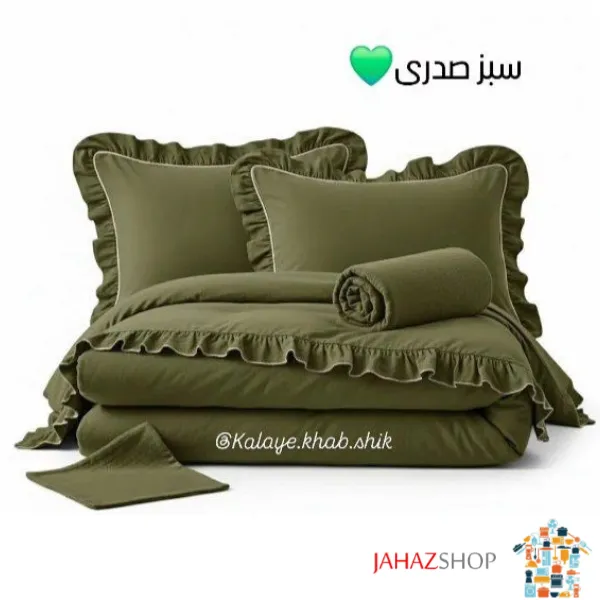 سرویس روتختی چیندار قیطون دوزی سبز صدری