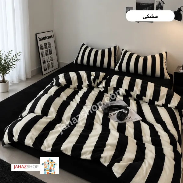 سرویس ست کاوری راه راه دوروچاپ مشکی