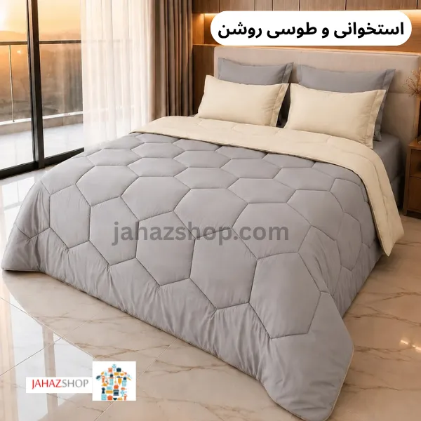 سرویس روتختی ساده طرح هانی استخوانی و طوسی روشن