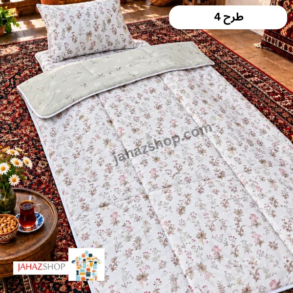 تشک مهمان و مسافرتی طرح گل ۵ تیکه تمام نخ